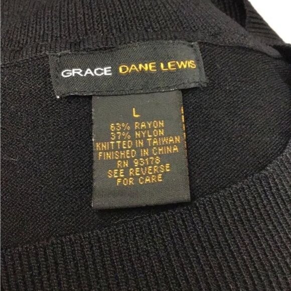 Grace Dane Lewis Women’s Long Sleeve Scoop Neck Knitted Top, Black, size L - Picture 5 of 6